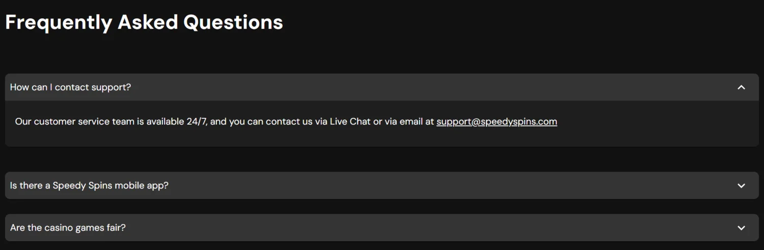 PjSpins Casino Customer Support